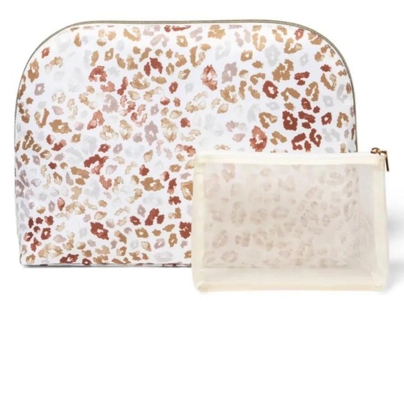 Sonia Kashuk - Large Makeup Toiletry Leopard Print Bag & Mesh Zip Pouch (NWT) - Picture 1 of 9